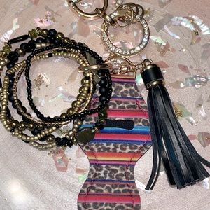 Black Leopard Bracelet Keychain